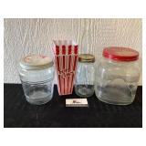 Glass jars and Popcorn holders
