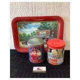 Coca Cola Tray and tins