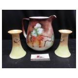 Pitcher and Candle Holders