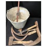 Galvanized Pail & Vintage Tools