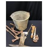 Primitive tools & Galvanized Pail