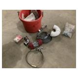 Red Bucket,Cable, Nuts, Bolts