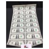 1981 Uncut Sheet 16 $1 Dallas Notes