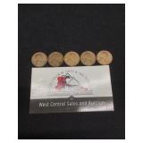 Five 1931 Lincoln Cents