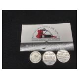 3 "Good For" Food Stamp Tokens- Vintage