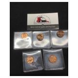Group of 5 Uncirculated Lincoln Penny 1959-1999