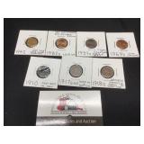 7 Lincoln Pennies Error Coins 1910-1982