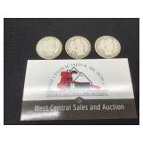 Three Barber Quarters 1907 P- D-O