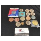 Group of Medals, Wooden Nickels ETC