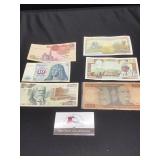 6 Piece Paper Money w/2000 Peso Mexican