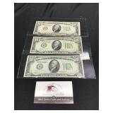 Group of 3 1934-A $10  Federal Reserve Notes -