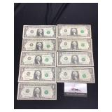 Group of 9 Pieces Webb Press Printed $1 Bills