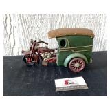 Cast Iron Motorcycle and Wagon