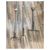 Corn rake, and hay forks
