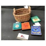 Camel tins and basket