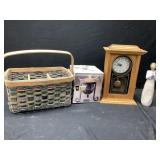 Willow tree, basket, clock, and candle