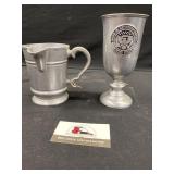 Pewter US cup and pitcher
