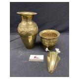 Brass pots and wall vase