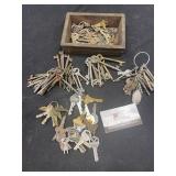 Wood tray full of keys and skeleton Keys