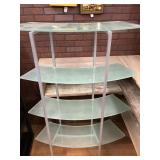 Metal and glass shelving unit