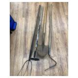Hay fork, shovel ,and hoe