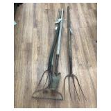 Crummer, rake, and hay fork