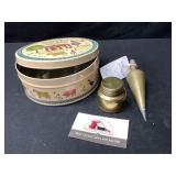 Tin with brass bob and jar