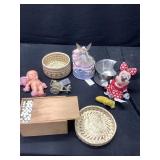 Chalk, doll, Minnie, and miscellaneous
