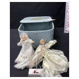 Sewing basket and dolls