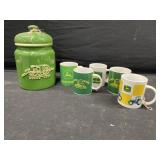 John Deere cookie jar and mugs
