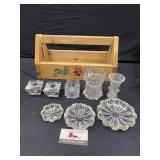 Wood crate and glassware