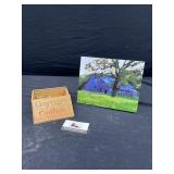 Barn picture and cabinet hardware in wood box