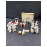 Salt and pepper shakers in cigar box