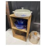 Wood box, canister, baking dishes, and bowls