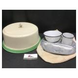 Cake Plate & Misc Vintage Kitchen