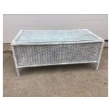 Wicker Coffee Table with Glass Top