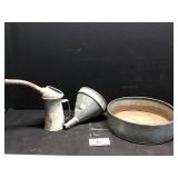 Galvanized Tub, Funnel & Can