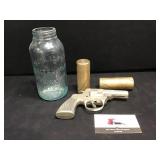 Brass Rods, Glass, Toy Gun & Misc