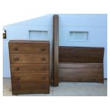 Full Size Walnut Bed and Chest of Drawers