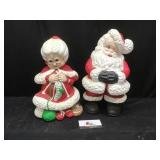 Ceramic Santa and Mrs Claus