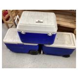 2 coleman and 1 igloo coolers
