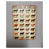 Metal Breeds of Cattle Sign 8x 11