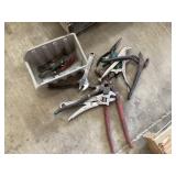 Channel locks, pliers, fence pliers, misc