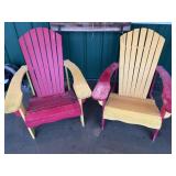 Two Wooden Adirondack Chairs Painted Iowa State