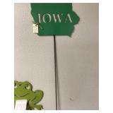 Green iowa metal yard decor 12" x 29?