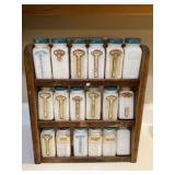 Milk glass spice jars counter wall rack