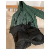 Snow pants L and insulated rain coat S