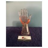 Pink glass hand ring holder