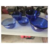 Blue Glass Mixing Bowls