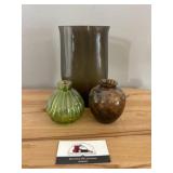 Green and brown glassware